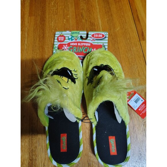 Dr Seuss The Grinch w/glasses slip-on slippers Christmas men's size 11 - 12 - Picture 4 of 4